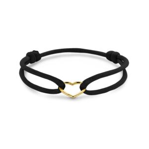 satin bracelet black heart 13 - 26 cm