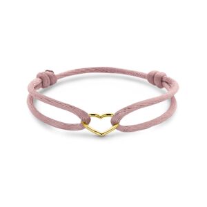 satin bracelet soft pink heart 13 - 26 cm