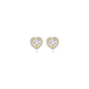 9k heart stud earrings with zirconia 7 mm