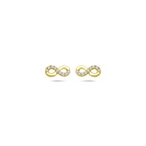 9k infinity stud earrings with zirconia 4 mm